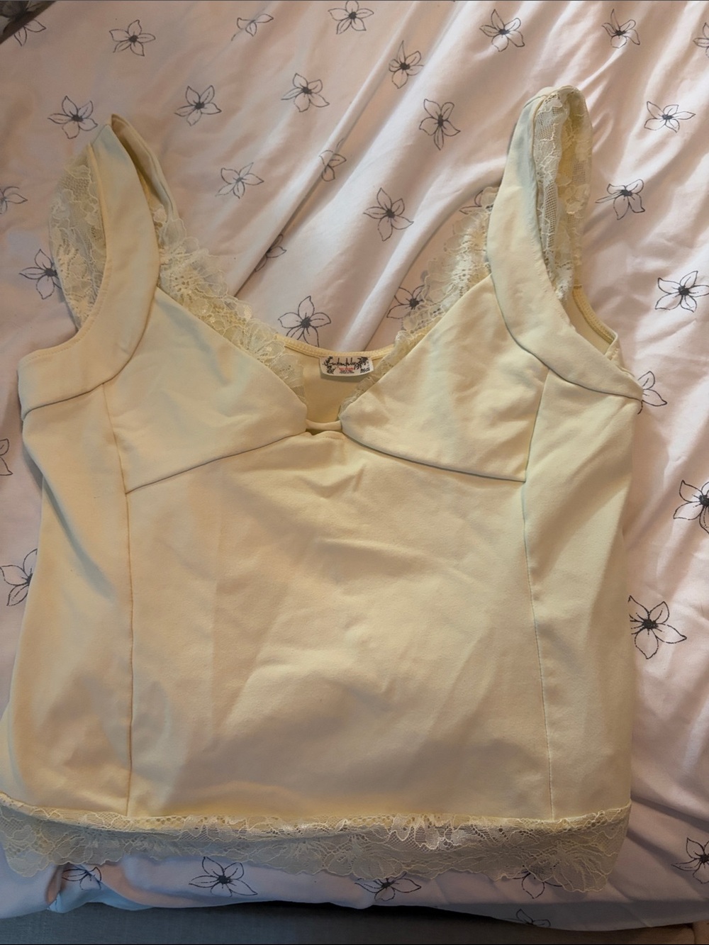 Free people Cream Lace-Trimmed Camisole Top